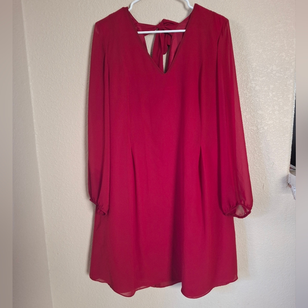 Nine West Vibrant Red Long Sleeve Dress Xl